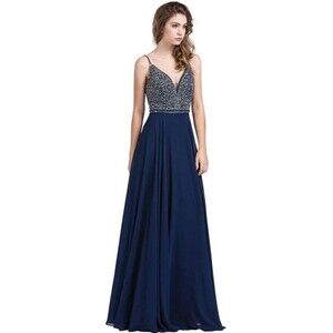 Dancing Queen lllusion Strap Sleeves A-Line Prom Gown Womens Size M NWT